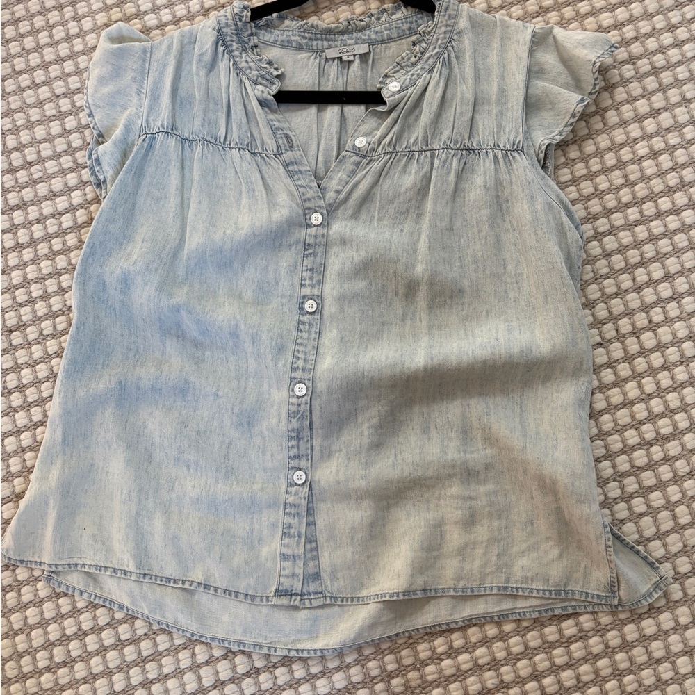 Rails Light Blue Denim Button Down Shirt Relaxed Fit